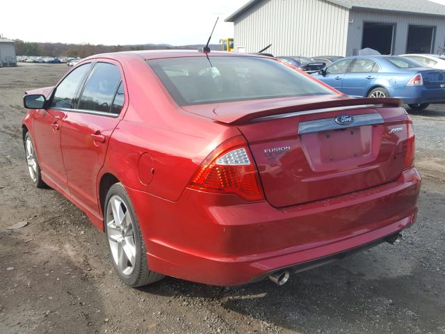 3FAHP0KC4CR209290 - 2012 FORD FUSION SPO RED photo 3