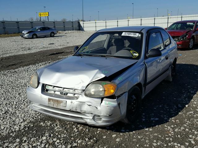 KMHCF35C64U310244 - 2004 HYUNDAI ACCENT L SILVER photo 2