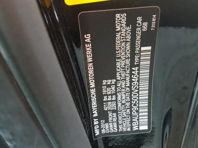 WBAUP9C50DVS94644 - 2013 BMW 128 I BLACK photo 10