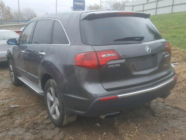 2HNYD2H66BH511684 - 2011 ACURA MDX TECHNO GRAY photo 3