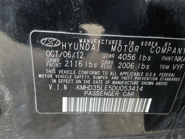 KMHD35LE5DU053414 - 2013 HYUNDAI ELANTRA GT BLACK photo 10