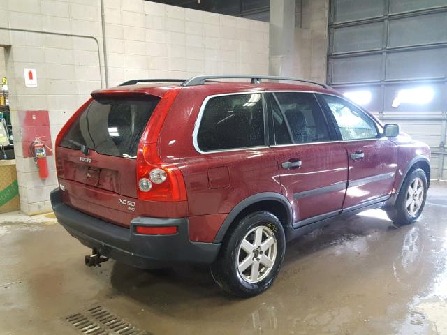 YV1CM59H041053041 - 2004 VOLVO XC90 MAROON photo 4