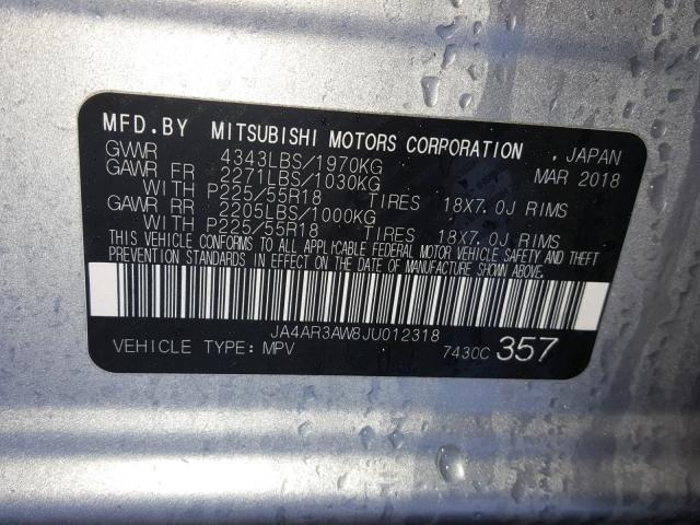 JA4AR3AW8JU012318 - 2018 MITSUBISHI OUTLANDER SILVER photo 10