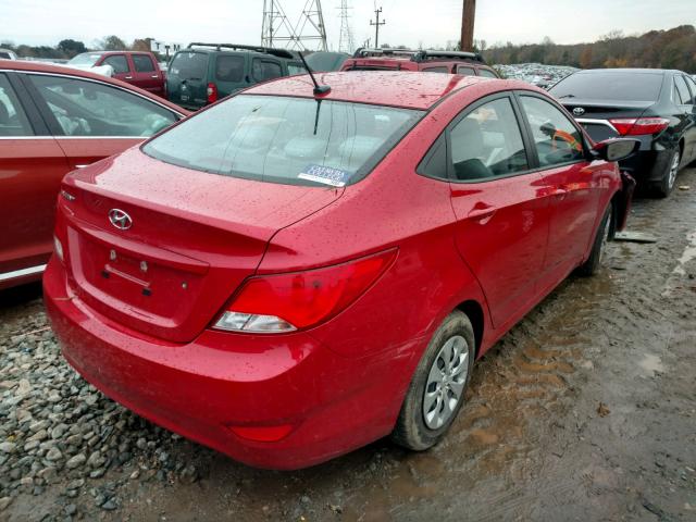 KMHCT4AE6GU031922 - 2016 HYUNDAI ACCENT SE RED photo 4