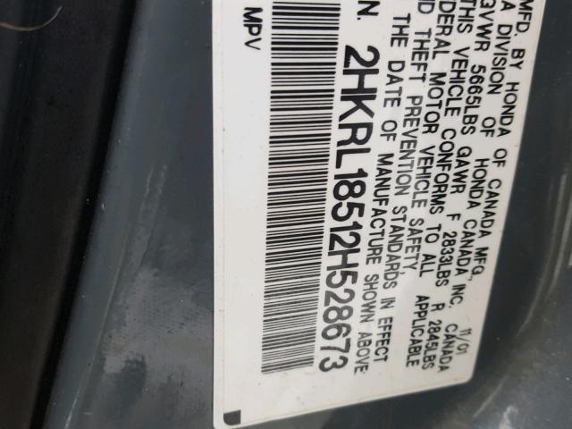 2HKRL18512H528673 - 2002 HONDA ODYSSEY LX GRAY photo 10