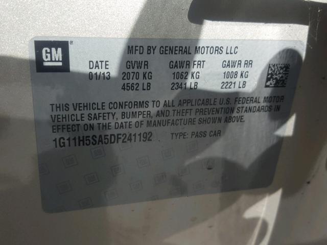 1G11H5SA5DF241192 - 2013 CHEVROLET MALIBU LTZ ოქროსფერი ფოტო 10