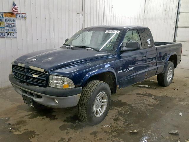 1B7GG22N51S269325 - 2001 DODGE DAKOTA BLUE photo 2