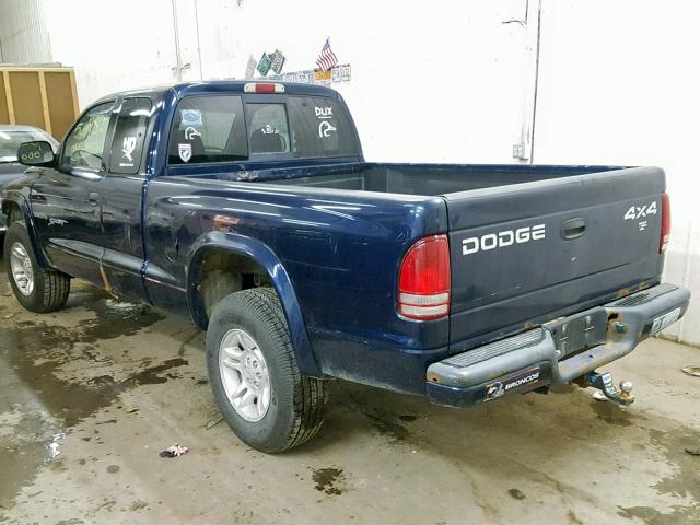 1B7GG22N51S269325 - 2001 DODGE DAKOTA BLUE photo 3