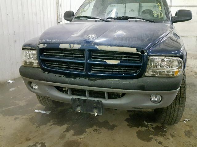 1B7GG22N51S269325 - 2001 DODGE DAKOTA BLUE photo 9