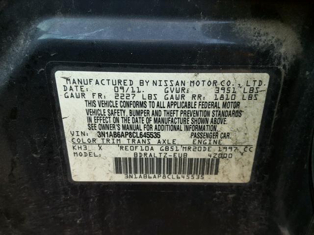 3N1AB6AP8CL645535 - 2012 NISSAN SENTRA 2.0 BLACK photo 10