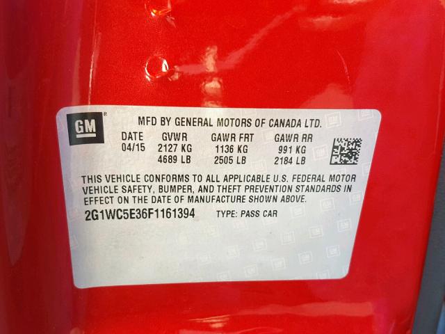 2G1WC5E36F1161394 - 2015 CHEVROLET IMPALA LIM RED photo 10