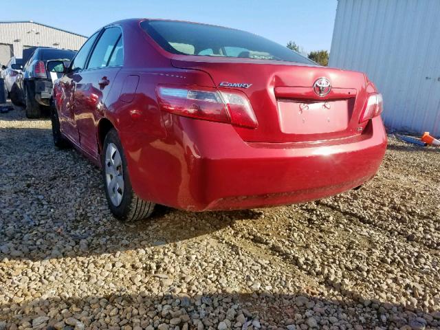 4T4BE46K78R019581 - 2008 TOYOTA CAMRY CE RED photo 3