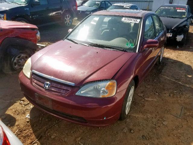 2HGES26872H504067 - 2002 HONDA CIVIC EX RED photo 2