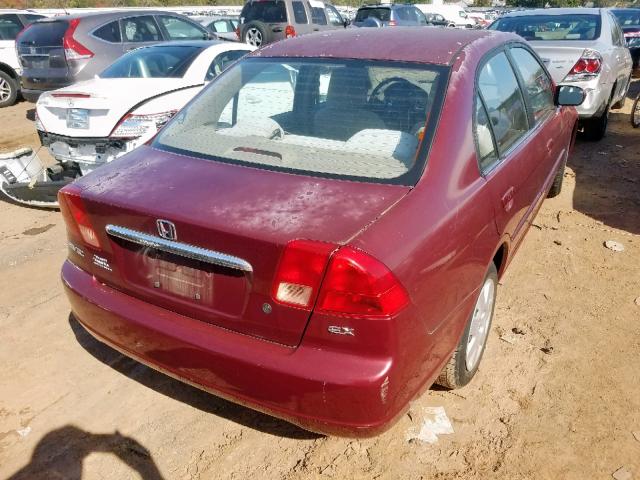 2HGES26872H504067 - 2002 HONDA CIVIC EX RED photo 4