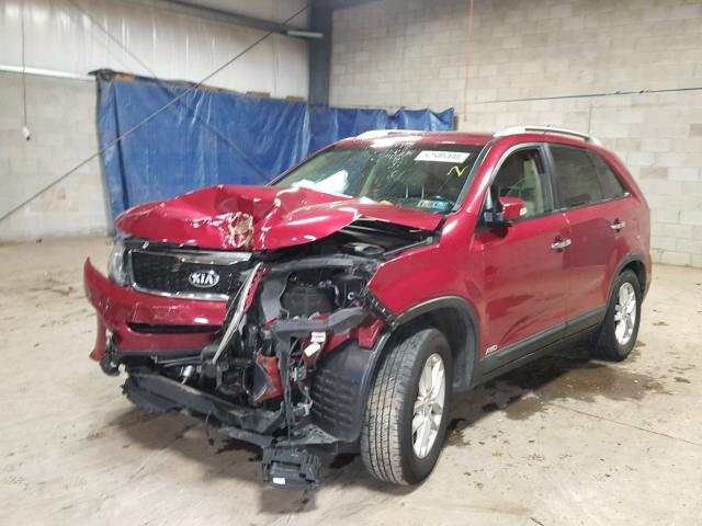 5XYKTCA6XFG560132 - 2015 KIA SORENTO LX MAROON photo 2