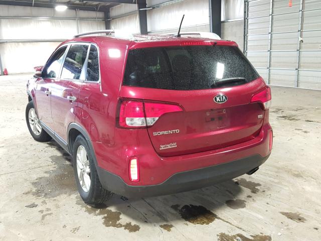 5XYKTCA6XFG560132 - 2015 KIA SORENTO LX MAROON photo 3