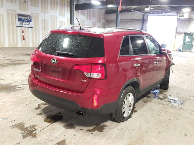 5XYKTCA6XFG560132 - 2015 KIA SORENTO LX MAROON photo 4