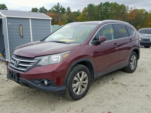 5J6RM4H79CL077144 - 2012 HONDA CR-V EXL BURGUNDY photo 2