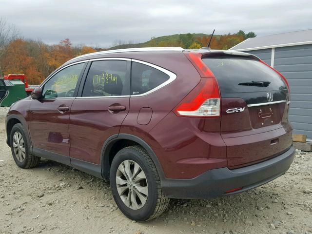 5J6RM4H79CL077144 - 2012 HONDA CR-V EXL BURGUNDY photo 3