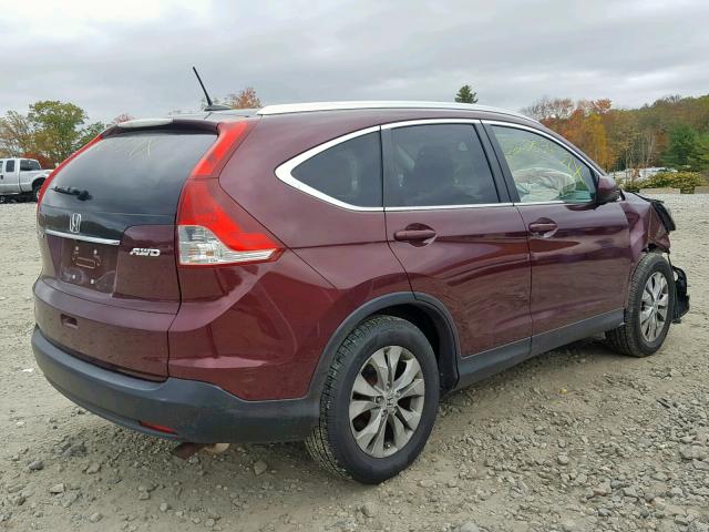 5J6RM4H79CL077144 - 2012 HONDA CR-V EXL BURGUNDY photo 4