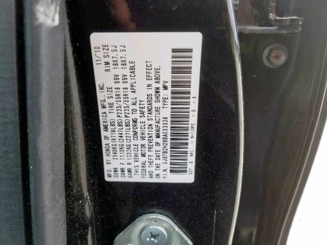 5J8TB2H26BA003038 - 2011 ACURA RDX BLACK photo 10