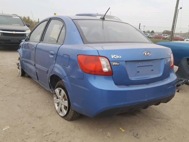 KNADH4A31A6711549 - 2010 KIA RIO LX BLUE photo 3