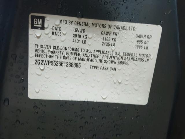 2G2WP552661238885 - 2006 PONTIAC GRAND PRIX BLUE photo 10