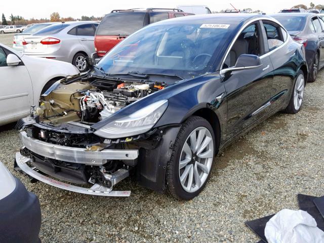 5YJ3E1EA6JF017474 - 2018 TESLA MODEL 3 BLACK photo 2