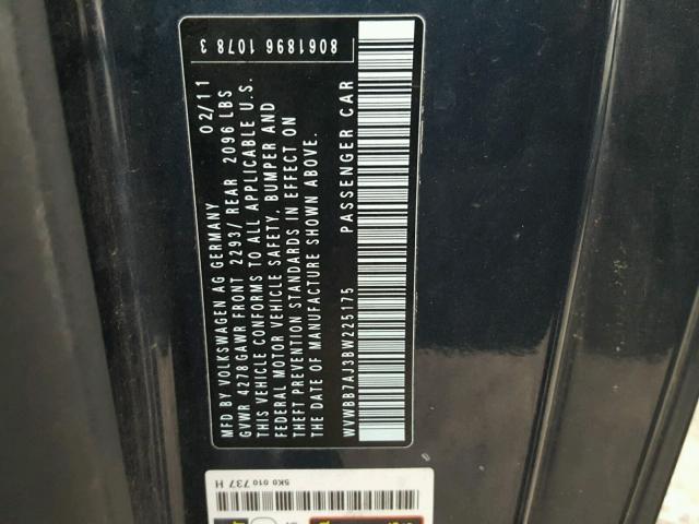 WVWBB7AJ3BW225175 - 2011 VOLKSWAGEN GOLF 蓝色 照片 10