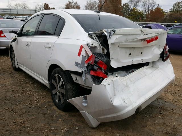 3N1AB6AP2CL670141 - 2012 NISSAN SENTRA 2.0 WHITE photo 3