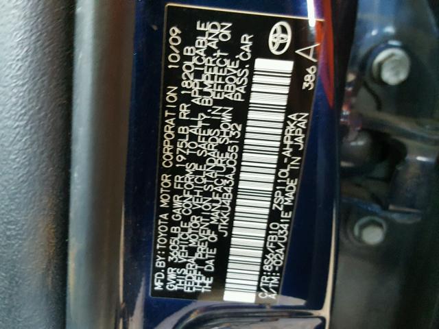 JTKKU4B43AJ055132 - 2010 TOYOTA SCION XD BLUE photo 10