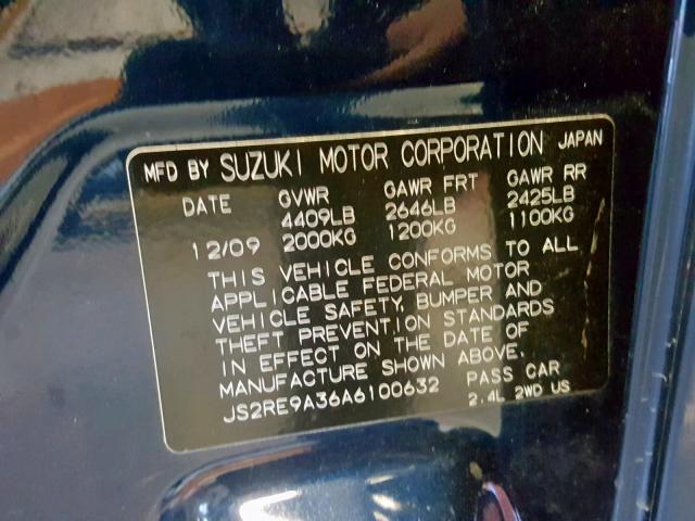 JS2RE9A36A6100632 - 2010 SUZUKI KIZASHI SE BLUE photo 10