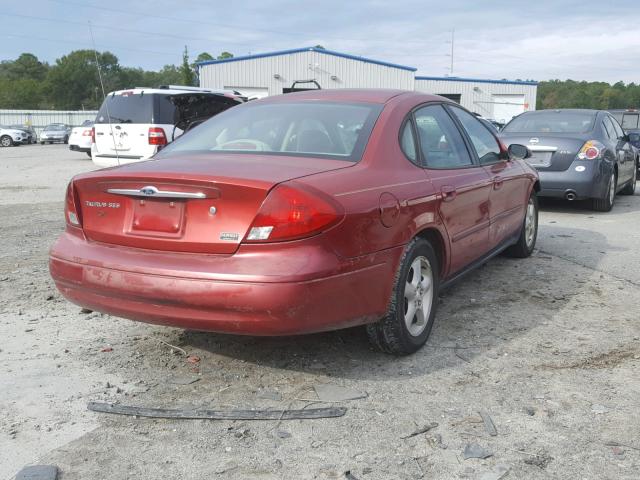 1FAFP55U01A223574 - 2001 FORD TAURUS SES RED photo 4