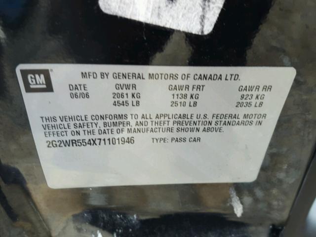 2G2WR554X71101946 - 2007 PONTIAC GRAND PRIX BLACK photo 10