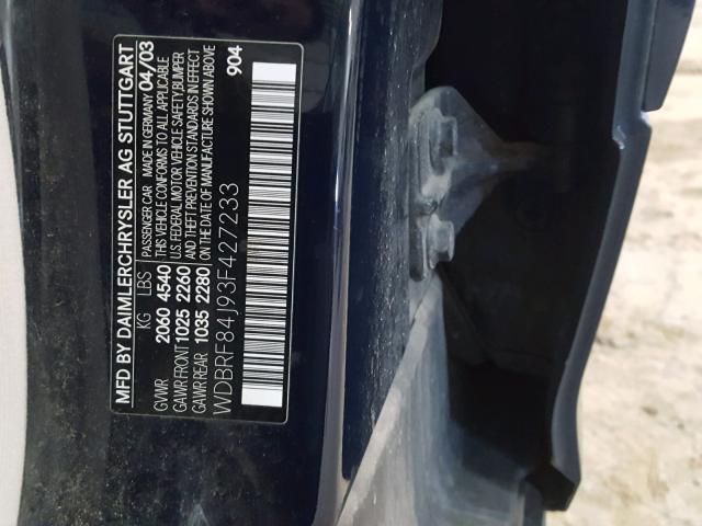 WDBRF84J93F427233 - 2003 MERCEDES-BENZ C 320 4MAT BLUE photo 10