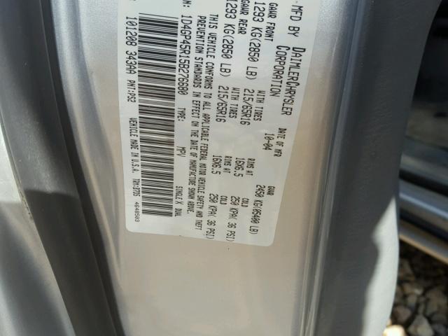 1D4GP45R15B276680 - 2005 DODGE CARAVAN SX SILVER photo 10