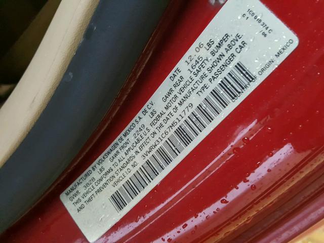 3VWRW31C67M511779 - 2007 VOLKSWAGEN NEW BEETLE Rot Foto 10