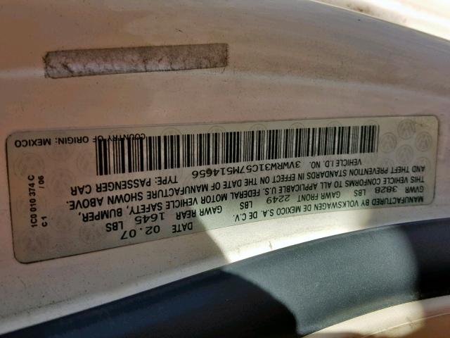 3VWRW31C57M514656 - 2007 VOLKSWAGEN NEW BEETLE ბეჟი ფოტო 10