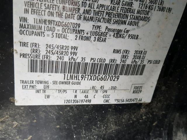 1LNHL9FTXDG607029 - 2013 LINCOLN MKS BLACK photo 10