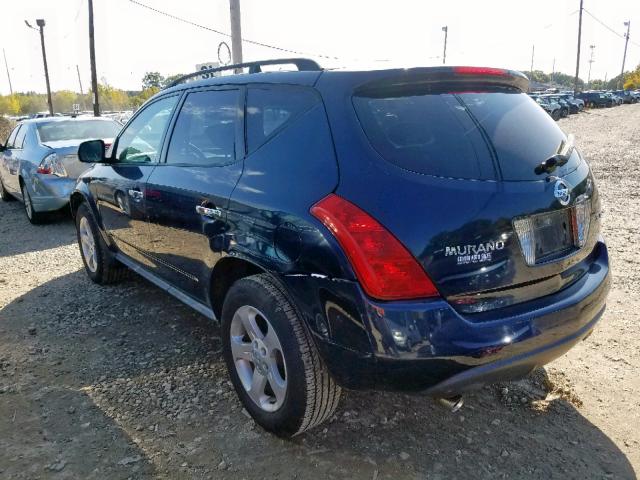 JN8AZ08W83W206496 - 2003 NISSAN MURANO SL BLUE photo 3