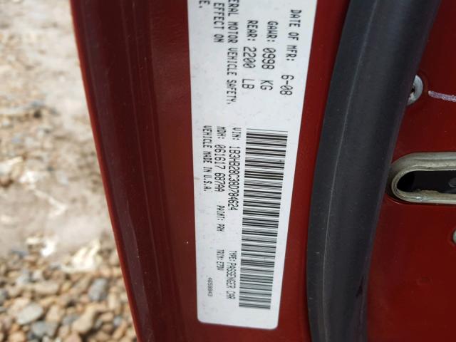 1B3HB28C38D784624 - 2008 DODGE CALIBER RED photo 10