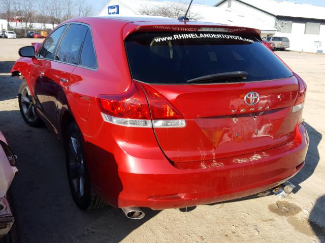 4T3ZK3BBXAU029701 - 2010 TOYOTA VENZA BASE RED photo 3