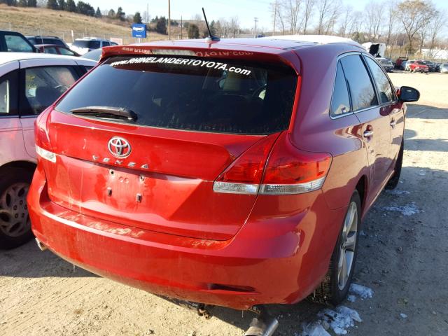 4T3ZK3BBXAU029701 - 2010 TOYOTA VENZA BASE RED photo 4