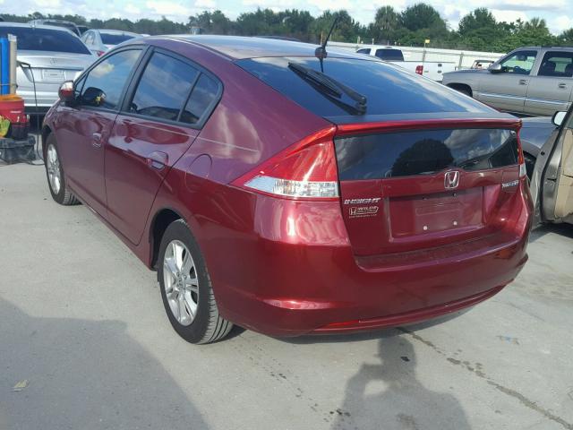 JHMZE2H77AS021969 - 2010 HONDA INSIGHT EX MAROON photo 3