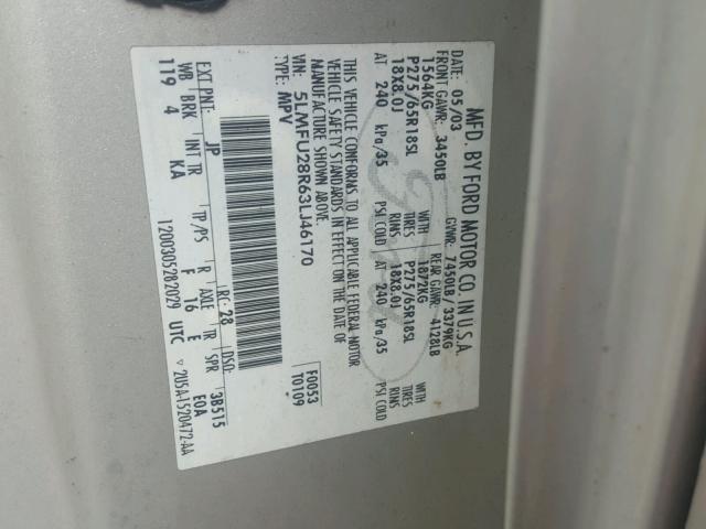 5LMFU28R63LJ46170 - 2003 LINCOLN NAVIGATOR Күміс фото 10