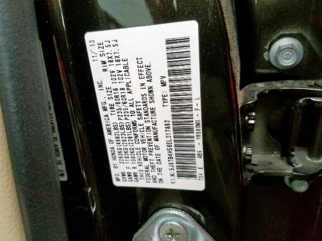 5J8TB4H58EL017862 - 2014 ACURA RDX TECHNO BROWN photo 10