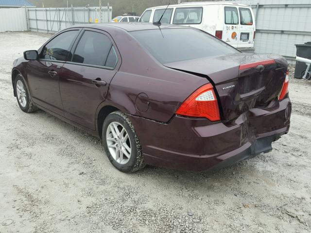 3FAHP0GA2CR361883 - 2012 FORD FUSION S PURPLE photo 3