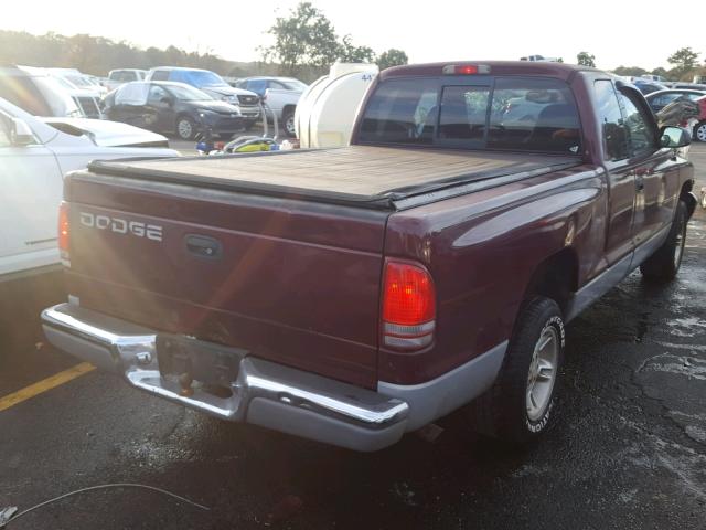 1B7GL22N4YS528473 - 2000 DODGE DAKOTA MAROON photo 4