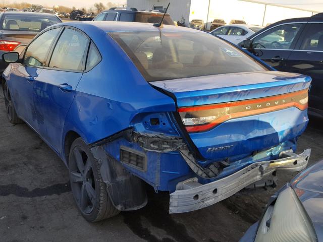 1C3CDFBB0FD242652 - 2015 DODGE DART SXT BLUE photo 3