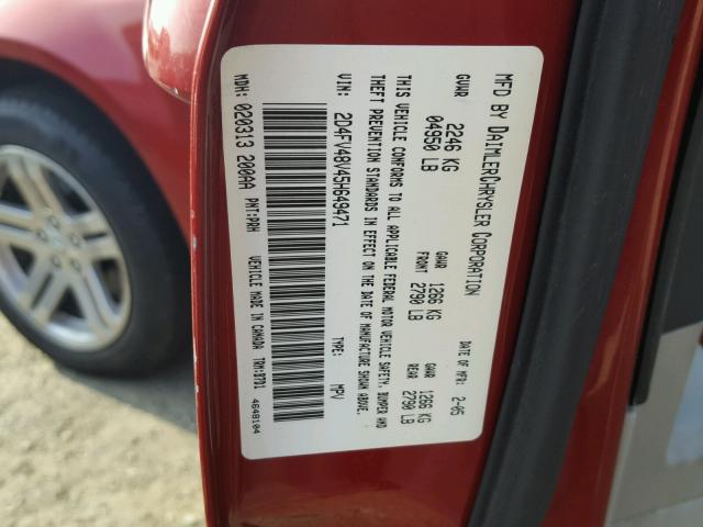 2D4FV48V45H649471 - 2005 DODGE MAGNUM SXT RED photo 10